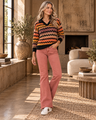 Retro Chevron Stripe Knit Sweater