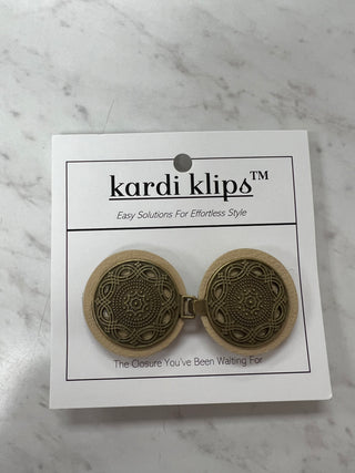 KardiKlip - Bronze Medallions on Beige Leather