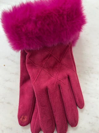 Soft Microsuede Texting Gloves with Faux Fur Cuff