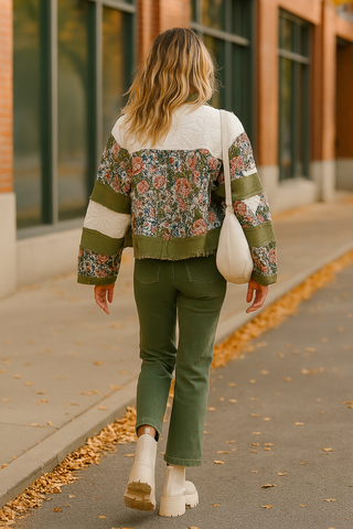 Vintage Washed Jacquard Patchwork Jacket
