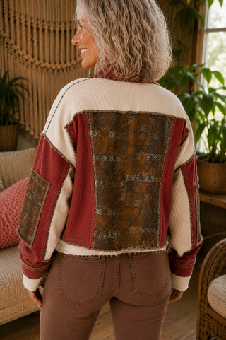 The Scenic Route – Paisley Patchwork Cropped Thermal Jacket