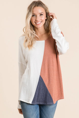 Brushed Hacci Colorblock Top