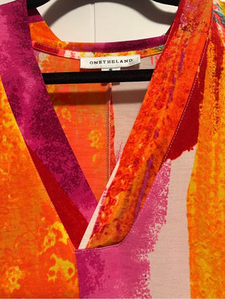 Abstract Brights V-Neck Lounge Tunic Dress