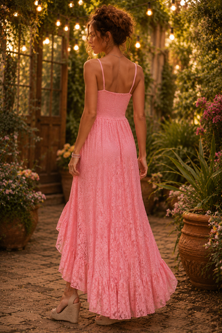 Lace Hi-Low Maxi Dress – Romantic Boho Style with Tassel Detail