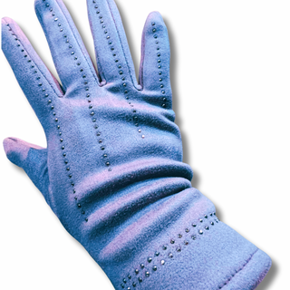 Fleece Lined Microsuede Texting Gloves with Studs