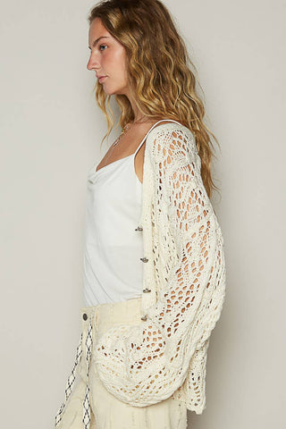 Cropped Crochet Button Cardi