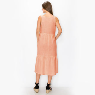 Sleeveless Tiered Cotton Gauze Midi Dress