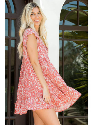 Micro Floral Mini Dress w/ Skort Lining