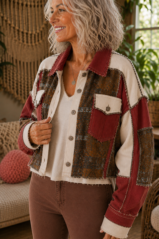 The Scenic Route – Paisley Patchwork Cropped Thermal Jacket