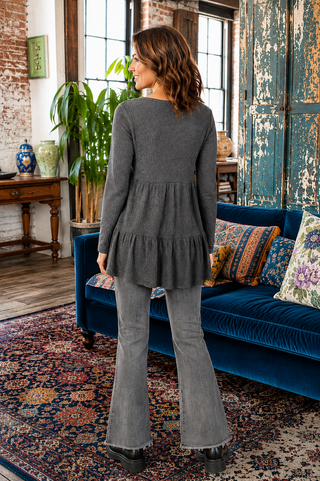 Weekend Layers Waffle Weave Henley Babydoll Tunic
