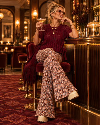 Boho Geo High-Rise Flare Pant