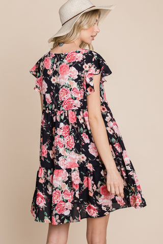 Floral Swing Bubble Chiffon Dress