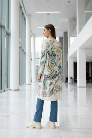 Laser Printed Microsuede Longline Cardi