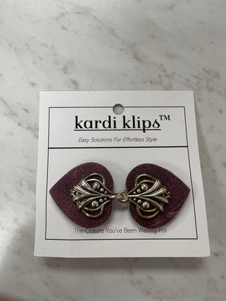 KardiKlip - Silver Leaf on Burgundy Leather