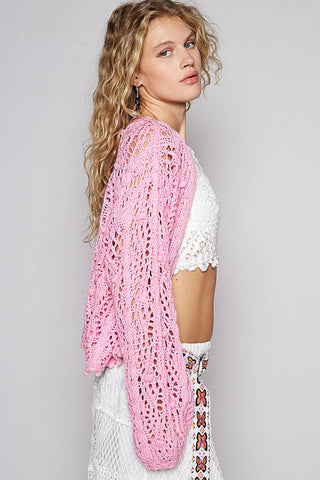 Cropped Crochet Button Cardi