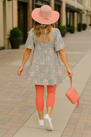 Flutter Sleeve Square Neck Mini Dress