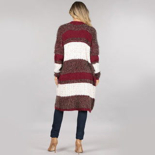 Multi Stripe Eyelash & Sequins Sweater Cardi