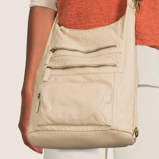 Vegan Leather Convertible Crossbody Backpack