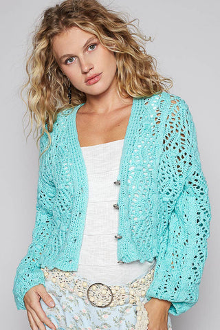 Cropped Crochet Button Cardi