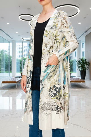 Laser Printed Microsuede Longline Cardi