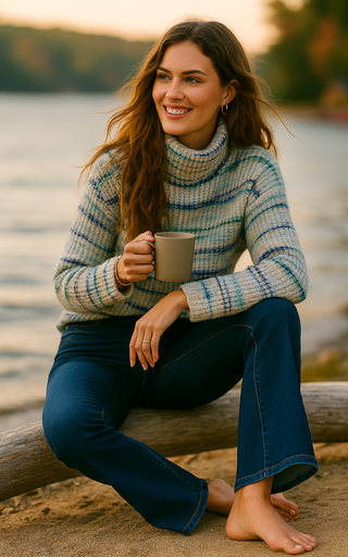 🇨🇦 Tribal Variegated Turtleneck Sweater