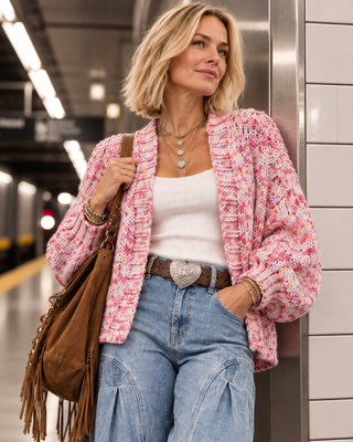 Cozy Candy Land Chunky Knit Open Cardigan