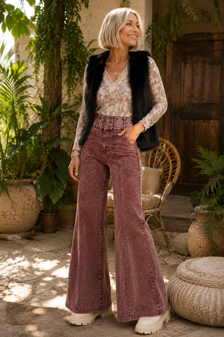 Mineral Wash Corduroy Culotte Pants