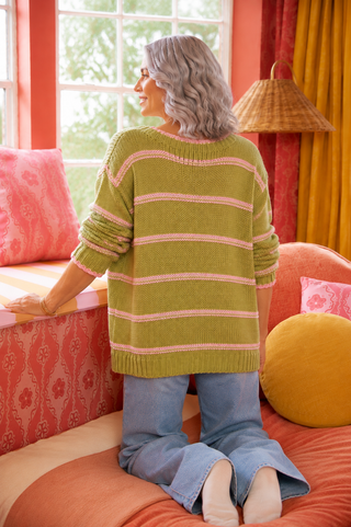 Relaxed Stripe Knit Pullover – Lightweight Long Sleeve Sweater