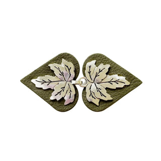 KardiKlip - Silver Leaf on Moss Leather