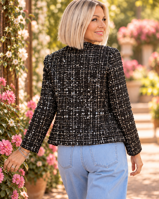 Luxe Textured Tweed & Sequin Semi-Cropped Jacket