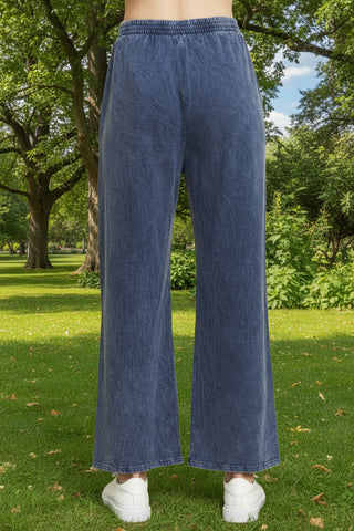 Mineral Wash Studded Wide Leg Pant