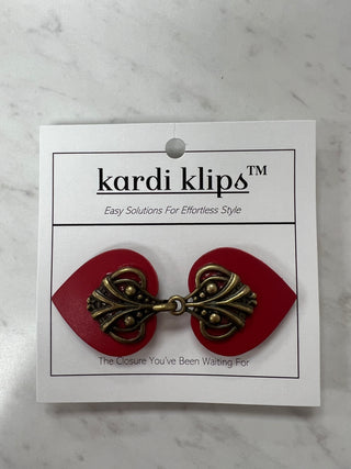 KardiKlip - Bronze Leaf on Red Leather