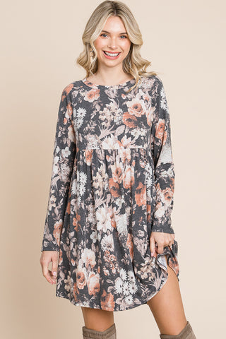 Autumn Floral Babydoll Dress