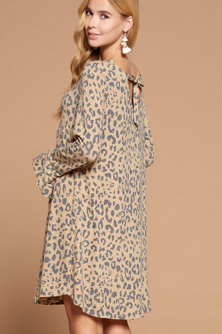 Brushed Hacci Bell Sleeve Leopard Dress