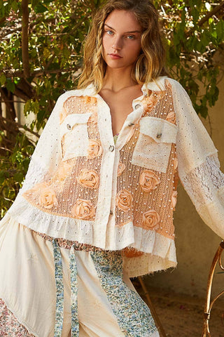 Vintage Lace Inlay Jacket Top