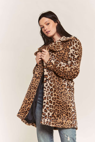 Luxe Leopard Print Faux Fur Coat