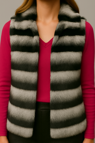 Banded Ombre Faux Fur Vest