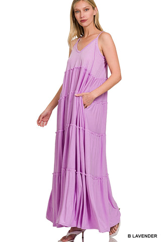 V-Neck Tiered Maxi with Cami Straps