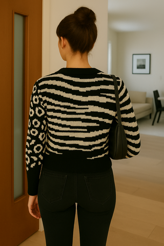 🇨🇦 Short Mixed Animal Print Button Cardi