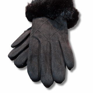 Soft Microsuede Texting Gloves with Faux Fur Cuff