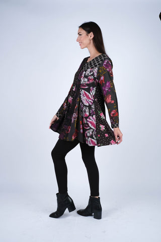 Floral Noir Swing Tunic Dress