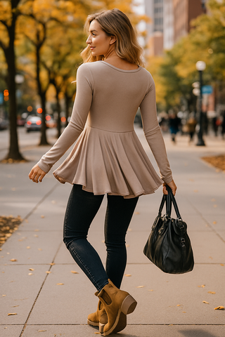Ribbed Jersey Babydoll Top