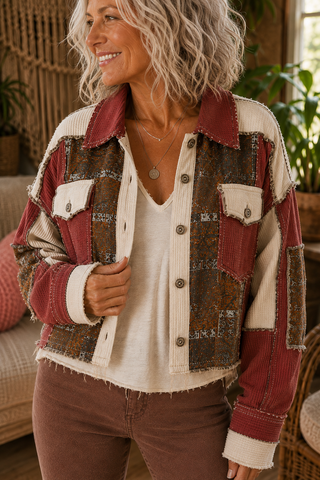 The Scenic Route – Paisley Patchwork Cropped Thermal Jacket