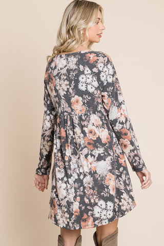 Autumn Floral Babydoll Dress