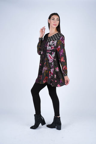 Floral Noir Swing Tunic Dress