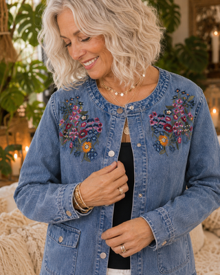Floral Embroidered Denim Jacket