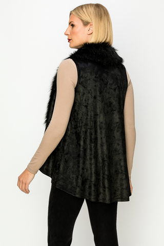 Velvet Vest with Removable Faux Fur Lapel