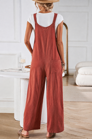 Linen Blend Adjustable Bib-Style Jumper