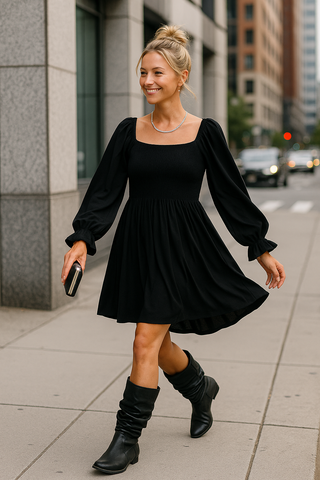 🇨🇦 Bamboo Smocked Dress with Ruffle Sleeves