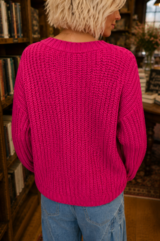 Chunky Knit Cardigan – Button Front Sweater with Pockets